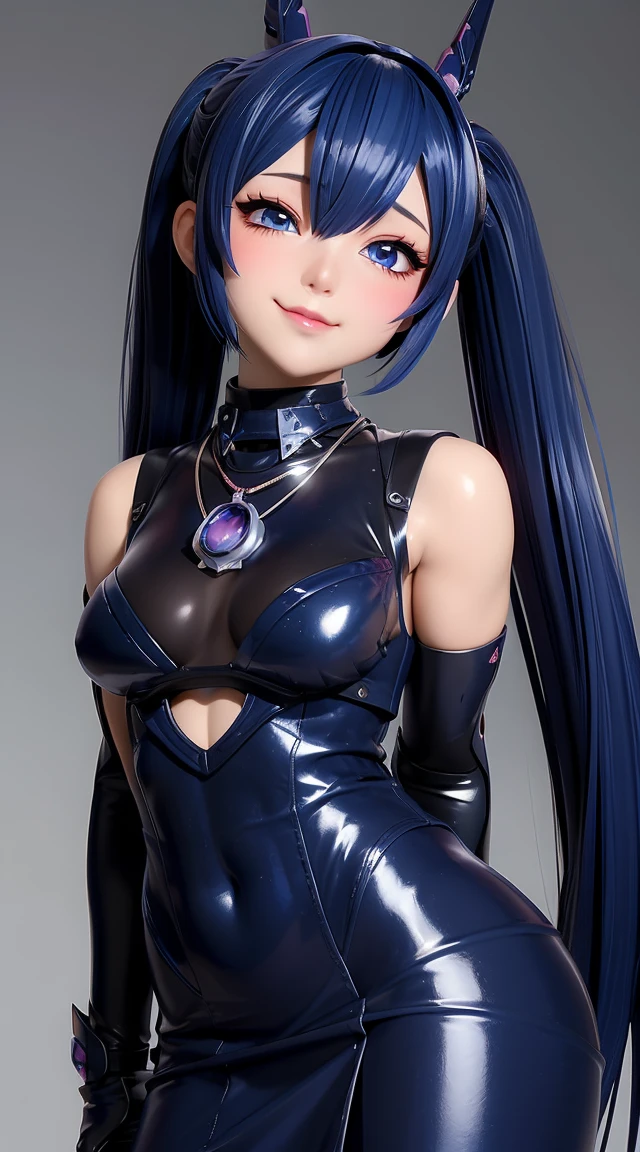 (masterpiece:1.3), (Best Quality:1.3), (Ultra-detailed:1.2), ((kawaii)), Cute, (lovely), ((sexy)), ((Extremely detailed)), 4K, (8K), Best Quality, (Beautiful), Illustration, anime style, (bold line:1.2), Gradation, looking at viewer, //, (bent down:1.1), (arms behind back), //, a cute girl, 1girl, (solo:1.2), gleaming skin, //, (flat chested), (Perfect eyes:1.2), (Perfect iris:1.2), //, darkblue hair color, (beautiful eyes) //, (half closed eyes:1.3), (sexual expression:1.2), Fascinated expression, smile, (blush:1.2), //, modern city background, on rock, twin tails, straight bangs, muscle girl, hard abs, exposed abs, NECKLACE, skirt, heavy armor suit, mecha musume, underboobs