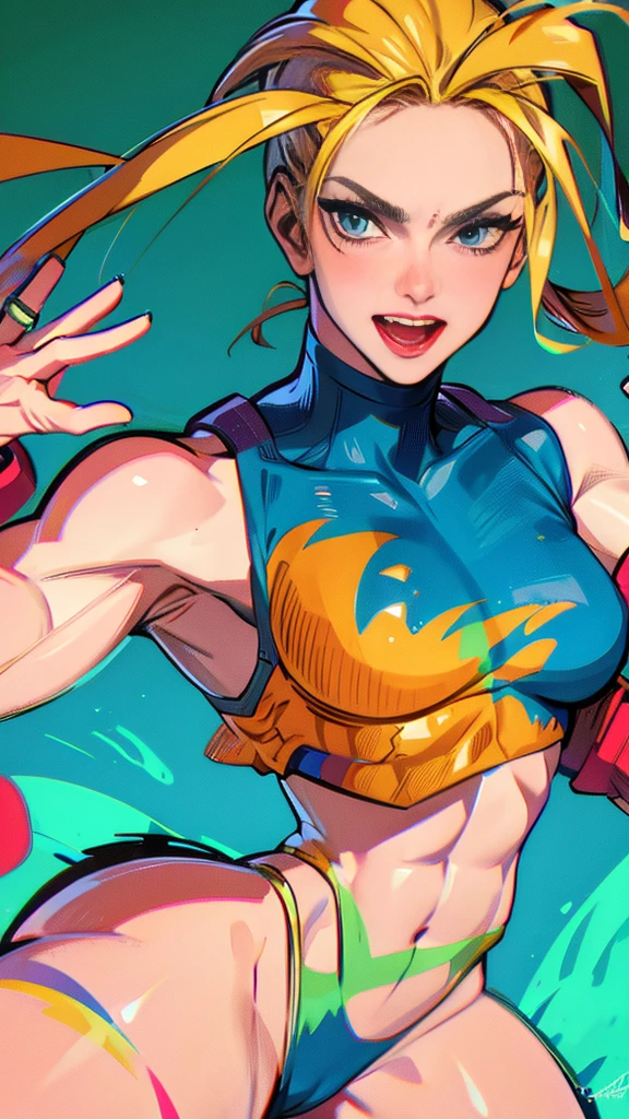 street fighter cammy, showing armpits and pussy, half naked.