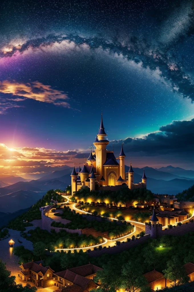 Instantly, The sky lit up with flashes of bright colors and a feeling of peace enveloped the kingdom.. Magic spread everywhere, filling the world with its eternal splendor.