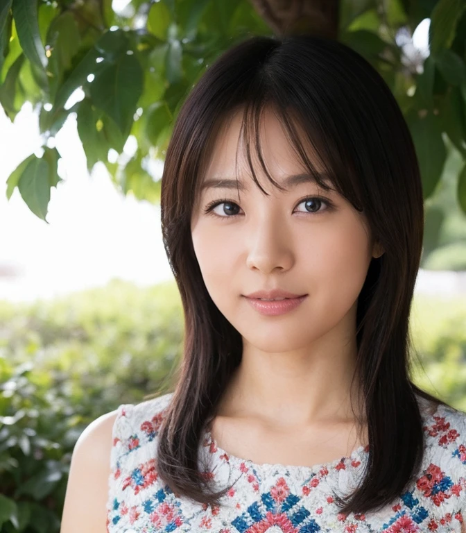 ((Highest quality、8K、masterpiece:1.3))、Realistic, Sharp focus, High resolution, High resolution, Portraiture, alone, Japanese, Middle-aged women, Beautiful woman, 26 years old、Big Breasts、Colorful mosaic pattern casual dress、Photograph the whole body、ancient ruins、smile