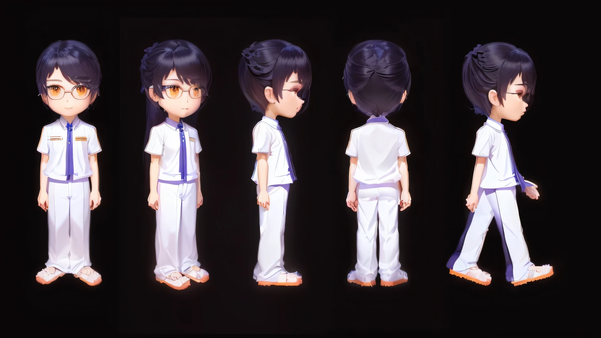 A second dimension youth、whole body、Taoist robe、Long hair、flip flops、Uniform hairstyle、Unified Action、Uniform clothing、White background、HD quality, Whole body shot with turn around, character turnaround, Single character whole body, whole body single player character, whole body role, Character model table turnaround, Animated Characters, whole body role concept, Reference Model Table, anime style character, whole body role design, Character model table, Complete body, high quality model sheet