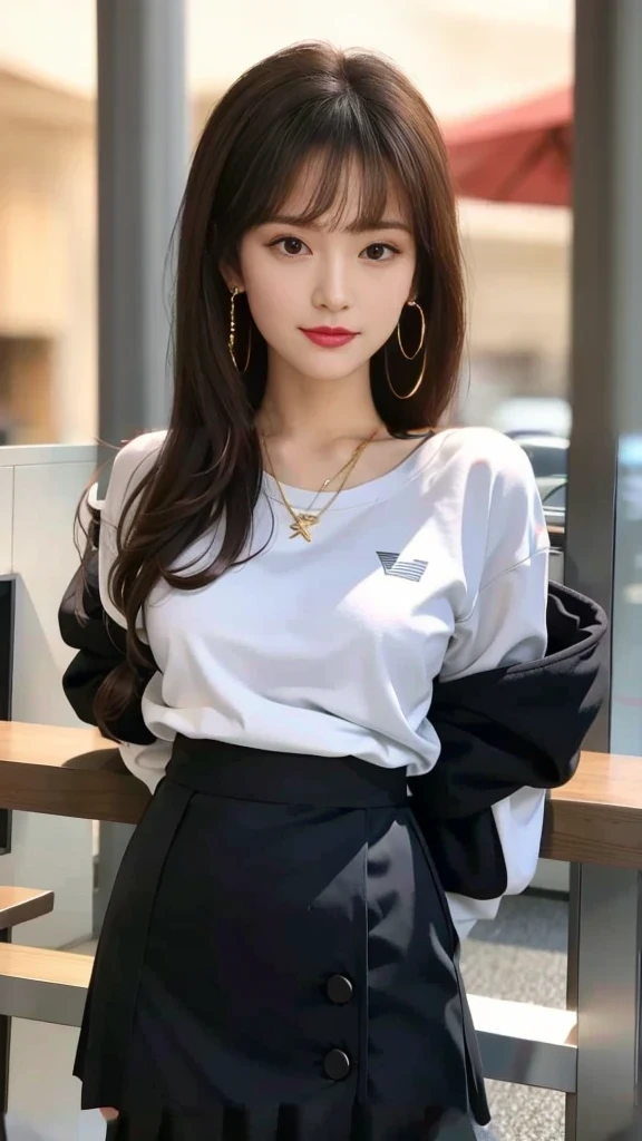 White Sweatshirt Clothes、Black 、The waist is low