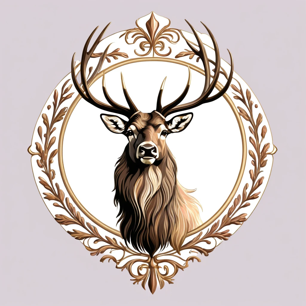 elk emblem, majestic and graceful, rich composition, pastel colors, no background, top quality image.