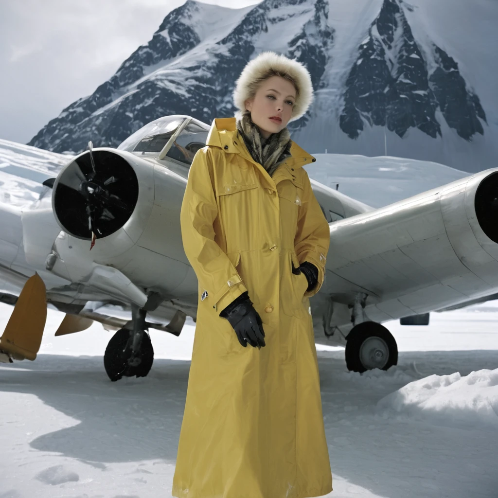 ((high definition)), ((full body)) Press to take a photo., ((pilot))((Wear a raincoat and open underwear.)), ((Lockheed Vega 5B in the Arctic)), ((charming)), ((I'm a boxer.)), ((looking at camera)), details, details pretty face, Sharp focus, (details and intricate), 4K, Leica 35mm F2.8, Fuji Superior Realla 100, (big breasts:1.4), Beautiful, natural breasts