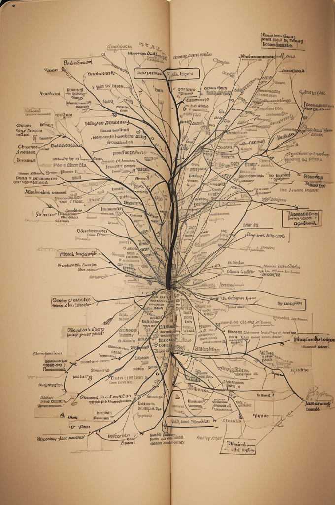 A mind map about many and much in a notebook