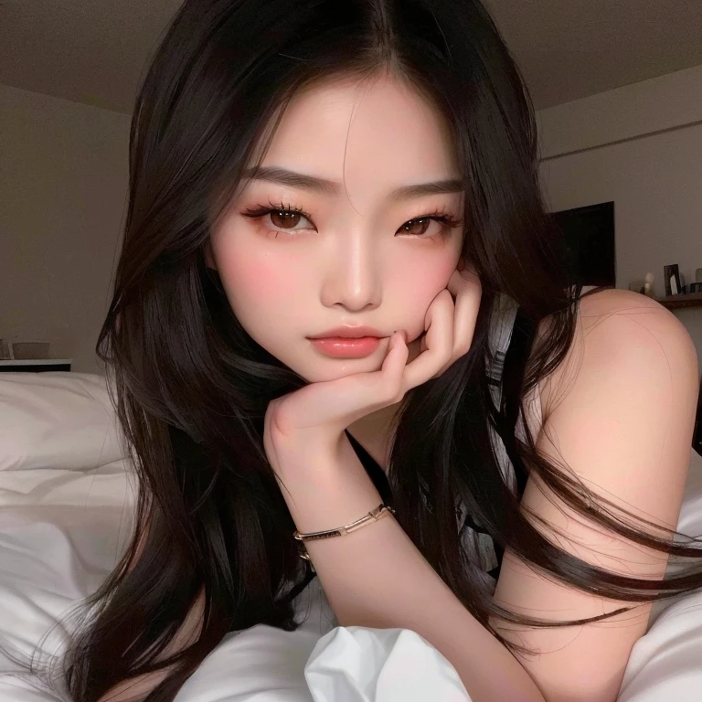 arafed asian woman laying on a bed with her hand on her chin, beautiful asian girl, asian girl, asian features, young cute wan asian face, asian face, korean girl, blackpink jennie, young asian girl, detailed face of a asian girl, south east asian with round face, asian beautiful face, an asian woman, gorgeous young korean woman, chinese girl