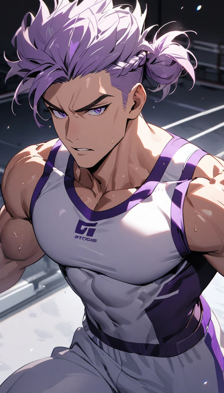 (masterpiece, best quality), 1boy, younge boy，infancy，Young age，dress room，Short round face，Flat chin，is shy，musculous, short blue-purple hair, Dark gray eyes, 复杂, (Baths), full bodyesbian,nakeness， White briefs,Pectoralis abdominal muscles，vivd colour,(depth of fields:1.2),(abs),Be red in the face，looking at viewert，A piano，spread their legs，neonlight，Colorful light effects，Fluorescent effects