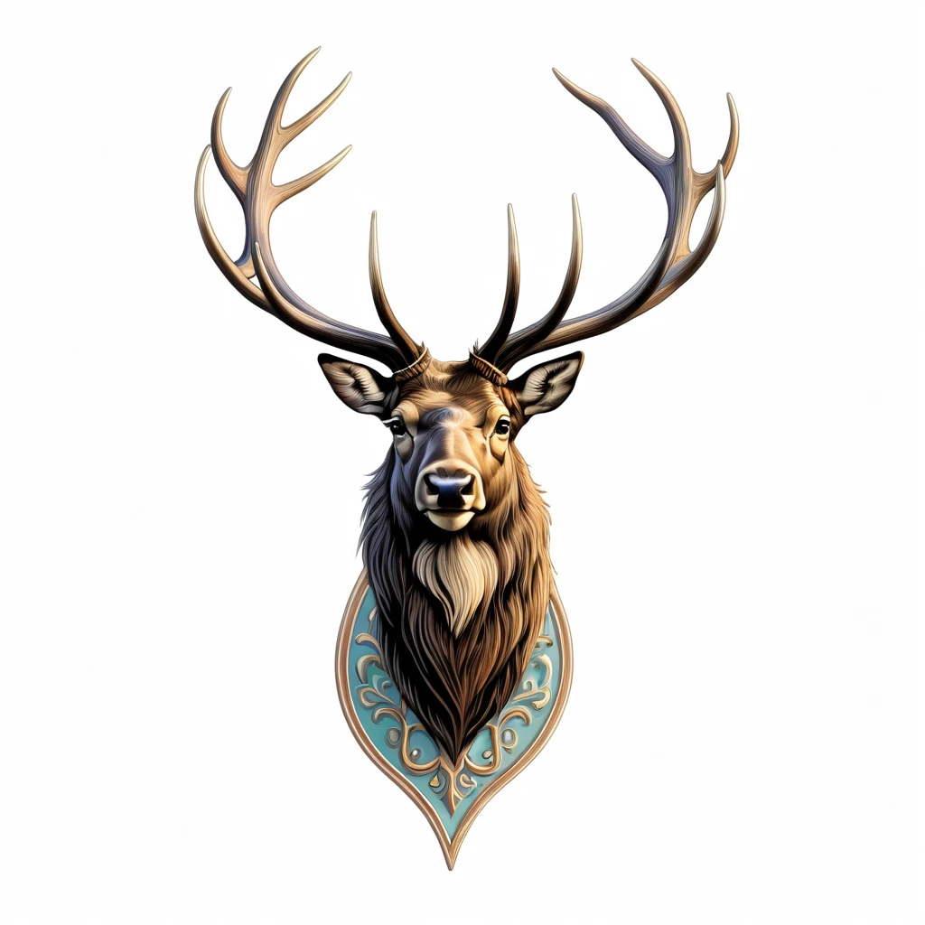 European elk emblem, majestic and graceful, rich composition, pastel colors, no background, top quality image.