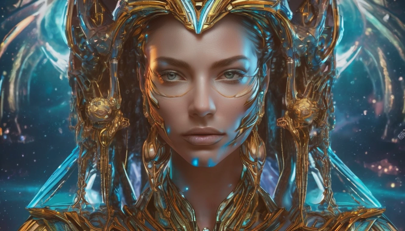 Future female high-dimensional aliens from another dimension，Cosmic，Powerful magic from an unknown dimension，Front bust，Busts and hand portraits，Frontal image，