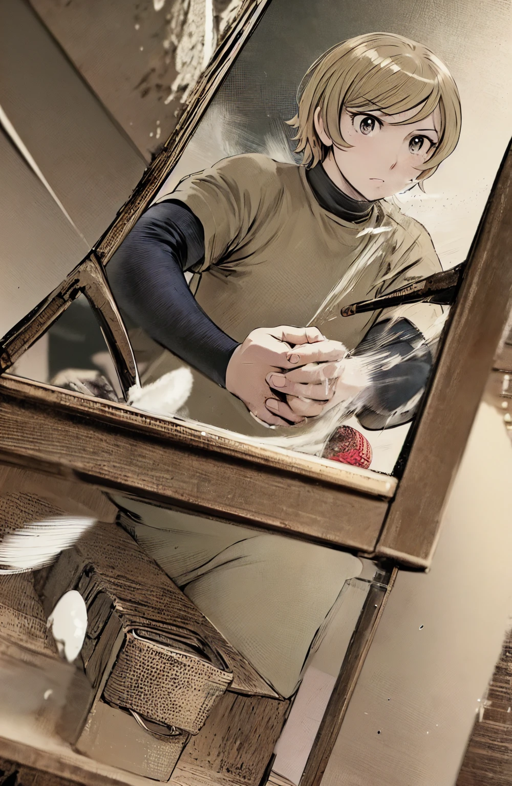 、(masterpiece、Highest quality)、Highest quality, Ultra-high resolution, (((masterpiece))), alone, Sweat、Big eyes,Show Viewer,
blonde,(short hair:1.2),
(Baseball uniforms:1.2), (Highest quality:1.3),One Girl,turtleneck、Black undershirt、belt、White trousers、soil、nature、School grounds