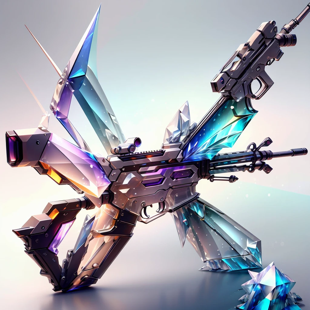 CrystallineAI rifle, concept art ,  colorful