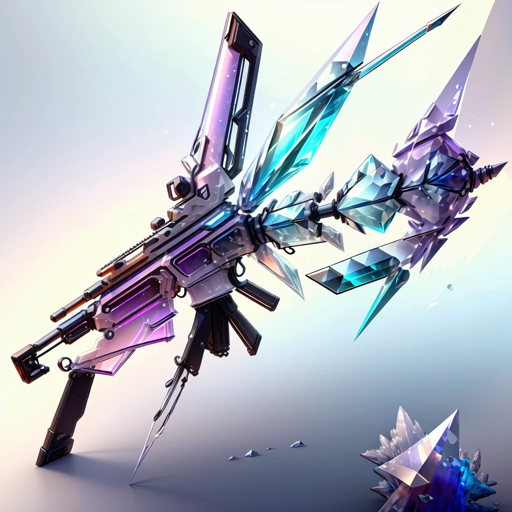 CrystallineAI rifle, concept art , colorful
