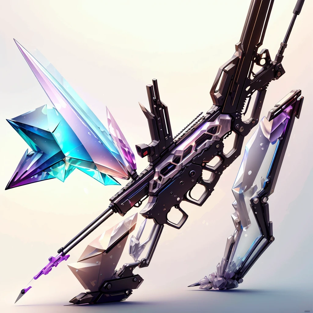CrystallineAI rifle, concept art , colorful