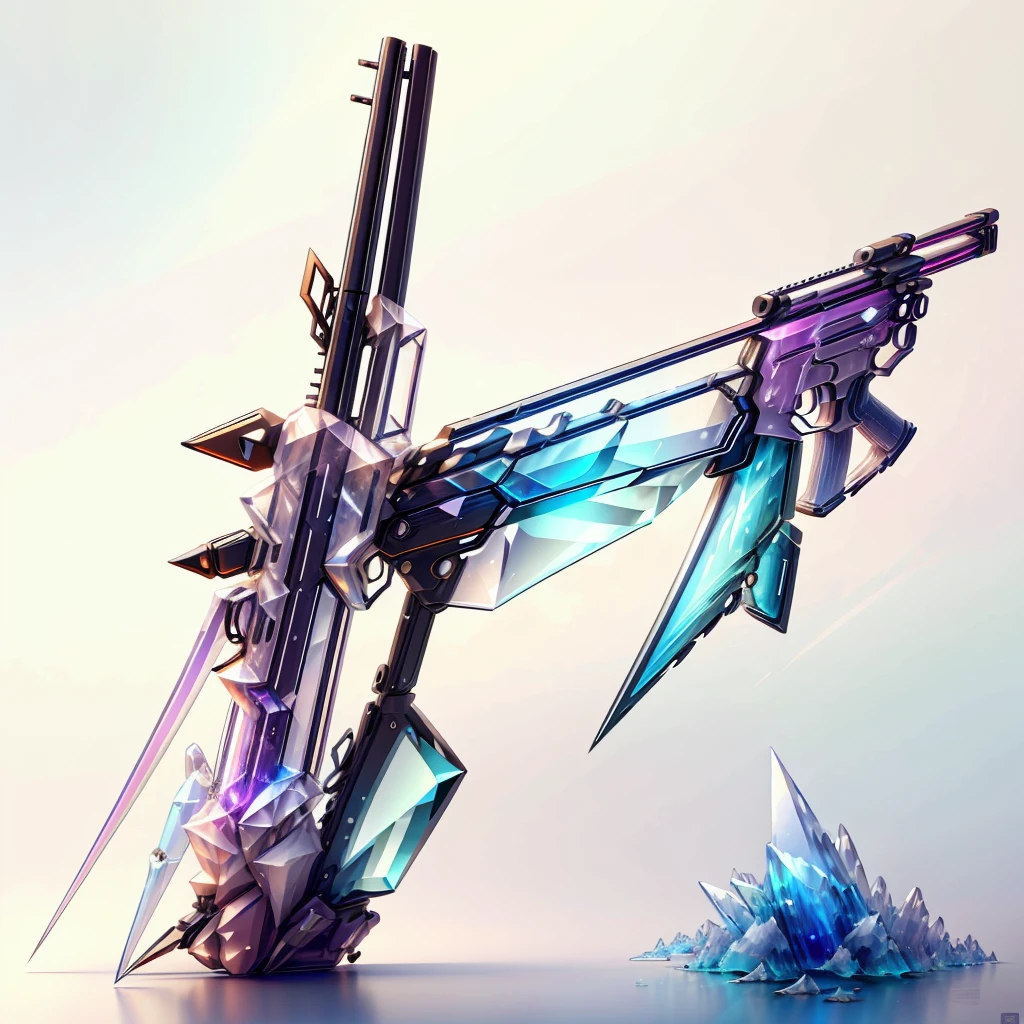 CrystallineAI rifle, concept art ,  colorful