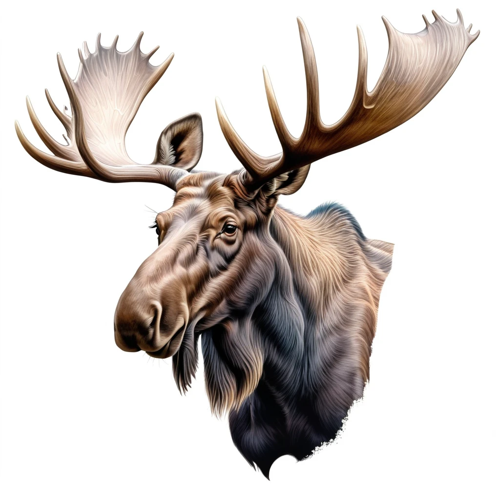 European moose crest, majestic and graceful, rich composition, pastel colors, no background, top quality image.