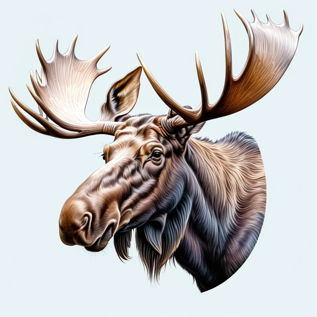 European moose crest, majestic and graceful, rich composition, pastel colors, no background, top quality image.