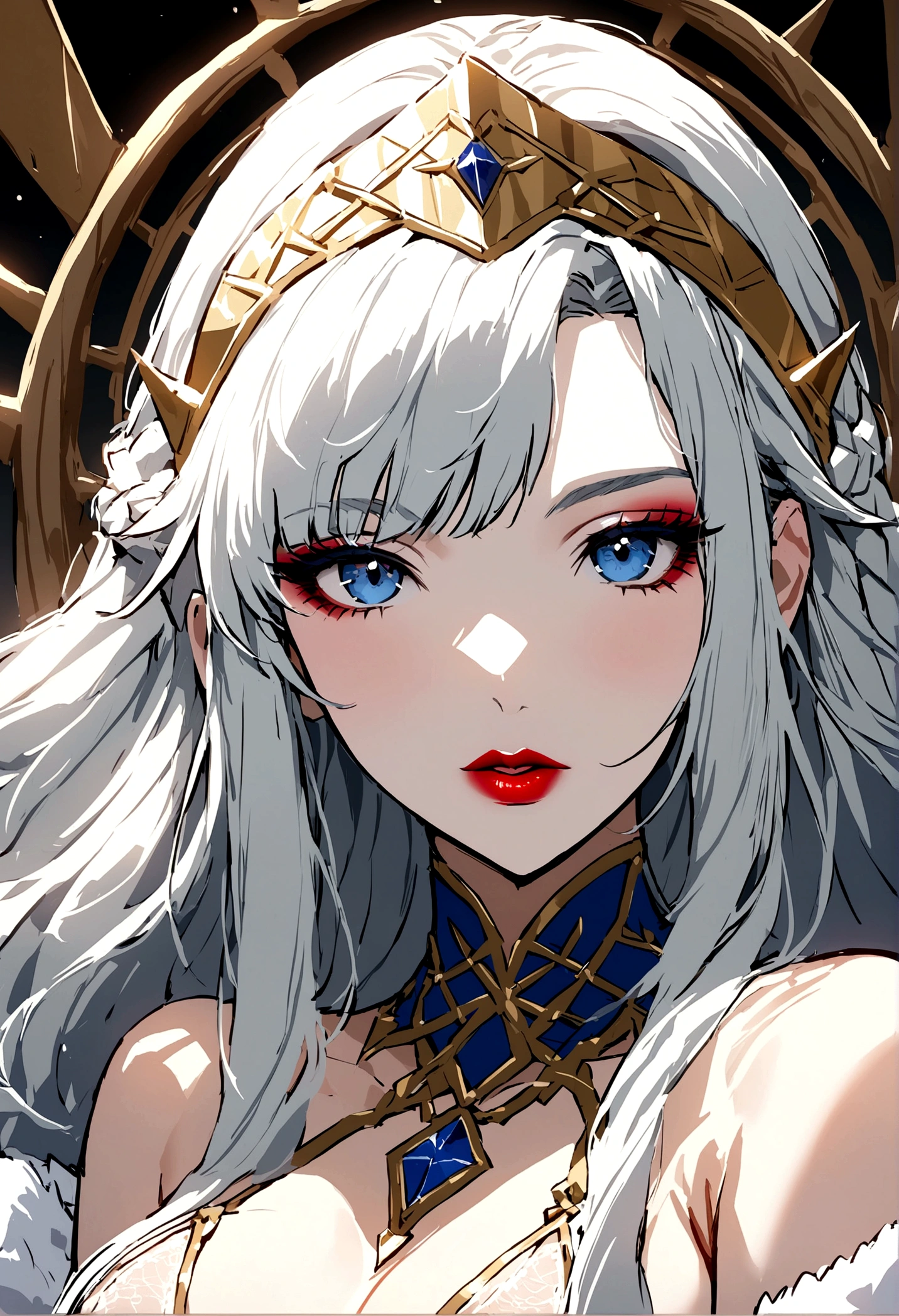 Create an image of the most stunningly gorgeous perfect sexy young shieldmaiden, Stunningly gorgeous beautiful perfect face, perfect makeup, lipstick, transparent lace micro bikini,