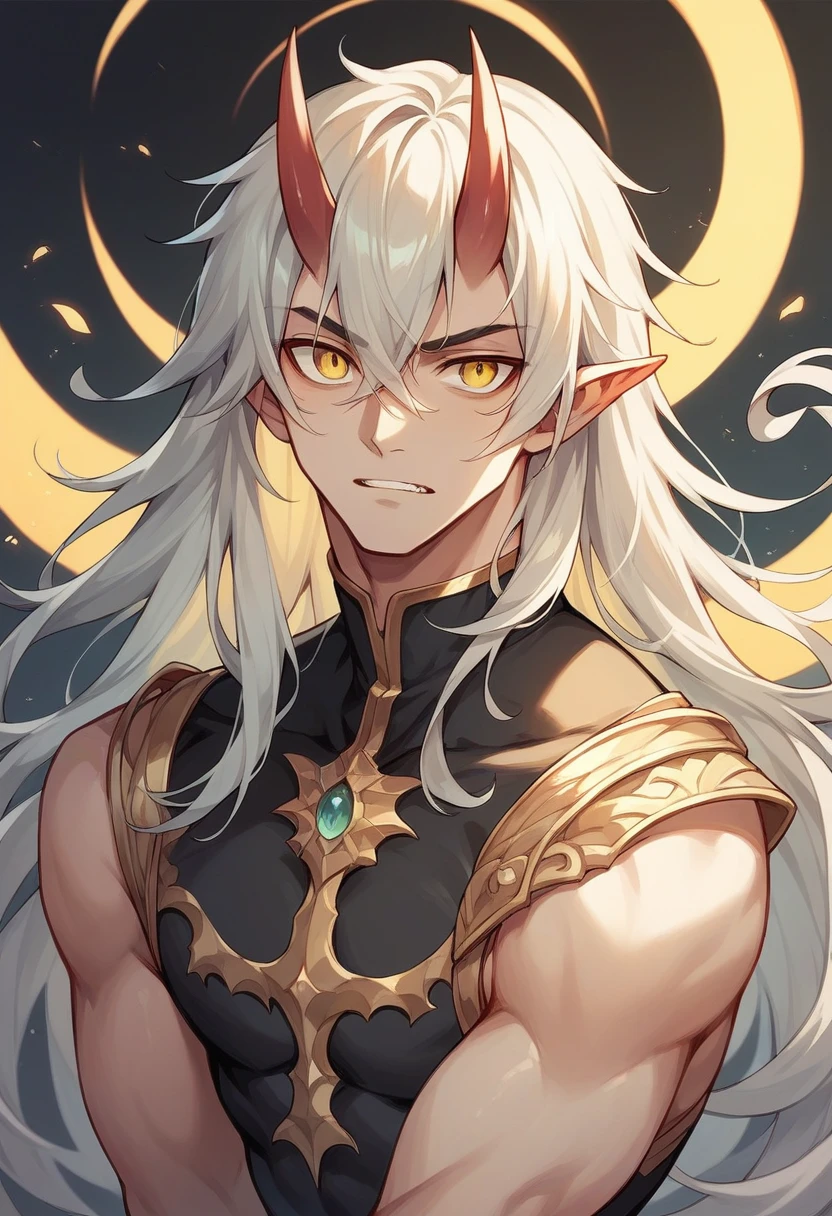 Yellow eyed demon man with long hair
