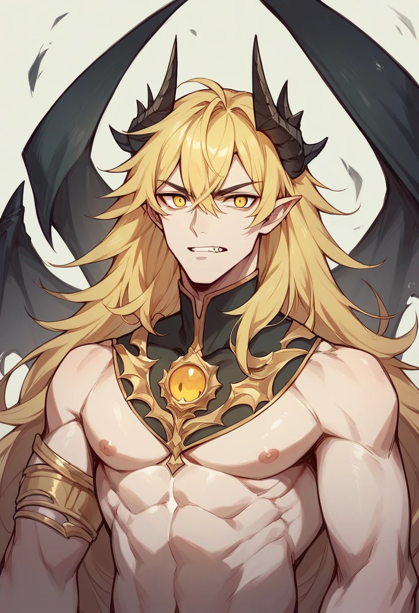 Yellow eyed demon man with long hair
