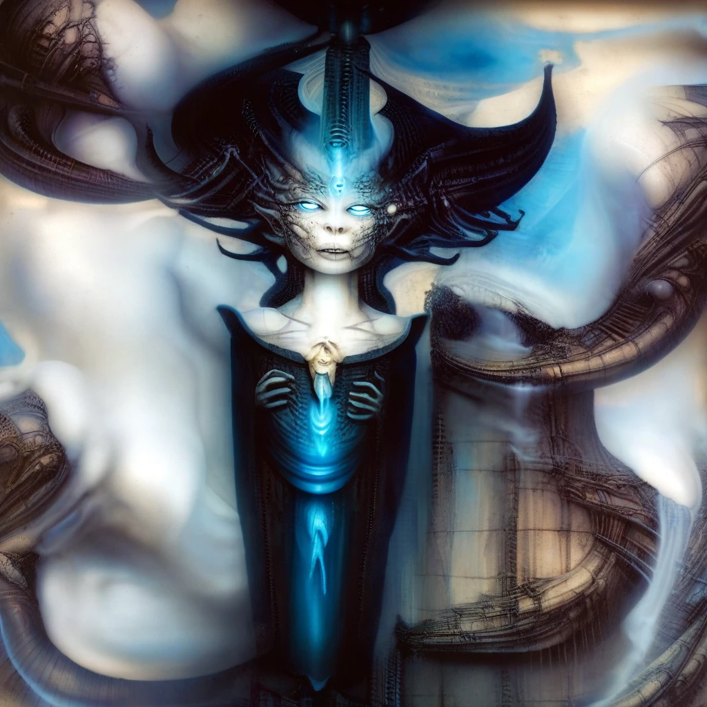 In a whimsical, colorful cartoon world, a kaleidoscope of flying objects swirls against surreal landscapes, inspired by the ethereal sounds of Midnight Tunes. Gentle mews and epic dreams converge as vibrant colors and exaggerated shapes come alive. A fantastical realm unfolds, reminiscent of Etam Cru's distinctive art style. Against a backdrop of swirling clouds and starry skies, photorealistic concept art by Rebeca Saray and Brad Kunkle captures the magic of this world in motion. (art inspired in Bill Sienkiewicz). oil painting)