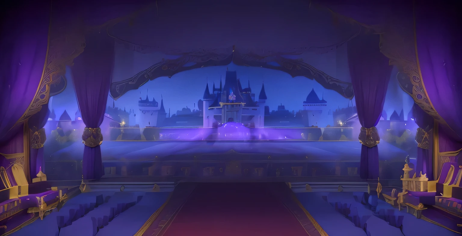 Arav view of the palace with purple curtains and purple carpet, Palace Background, ballroom background, background technology, shadowy Castle Background, Fairy tale style background, interior background technology, Kingdom of Light Background, Royal Garden Background, Arena Background, Ballroom Background, Castle Background, Disneyland Castle in the background, Stunning mysterious background, background technologywork, Arena Background