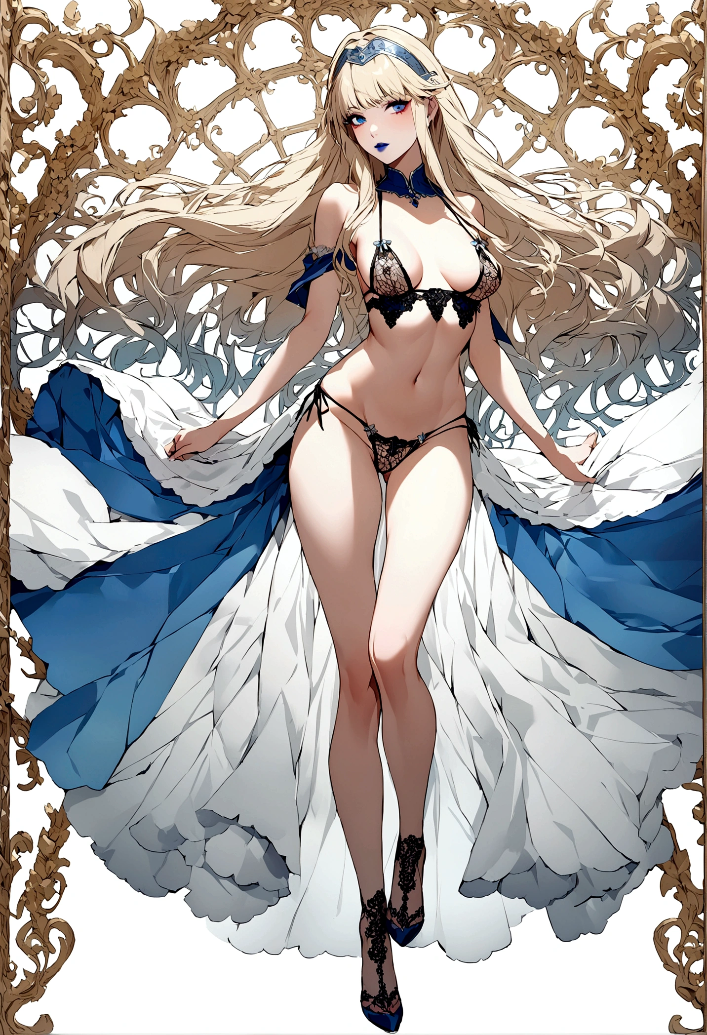 Create an image of the most stunningly gorgeous perfect sexy young shieldmaiden, Stunningly gorgeous beautiful perfect face, perfect makeup, lipstick, transparent lace micro bikini, full body view, 