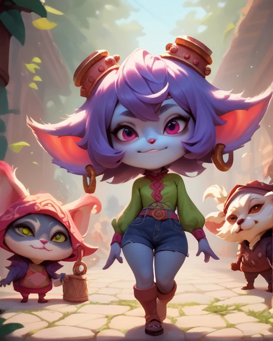 score_9, score_8_up, score_7_up, score_6_up, score_5_up, score_4_up, pink purpple yordle female, a dubious little creature getting up to mischief,cute,pretty,attrative,seminua,rdles,slender,thin,