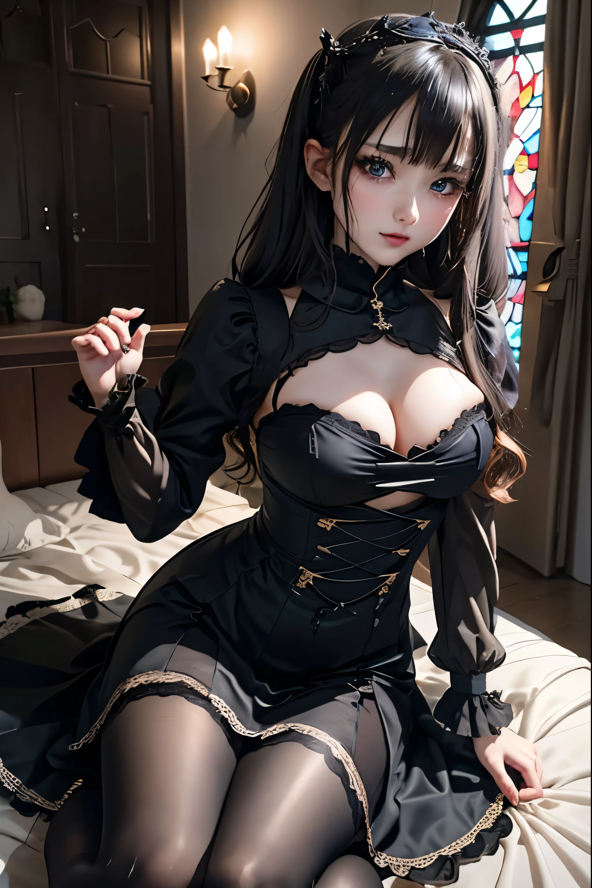 Hard Dark Gothic Makeup、Black dark eyeshadow、sad、Good skin radiance、Dark Gothicメイク、Dark smile、palace、The beauty of fragrance、24-years-old、Expression of intense pleasure、Embarrassed look、Dark Gothic、Highest quality、Expression of sexualure amid suffering、Drunk face、紫のMaid clotheysterious、Noble、The face of someone holding it in the toilet、sexy、Loving le、Twin tail hair、Right blue eye, Left eye is red、Super tempting pose、Platform Heel Shoes、Heavy makeup、Gothic Lolita clothes、 Hair、Long Hair Straight Hair、Cute Gothic Lolita Dress、Beautifu、elegant features、Attractive face、Stained glass is the background、Chest glistening with sweat、The room is dark、goth long dress、Bell Sleeves、Wizard Sleeve、Decadent look、Sexually excited expressionthighs wet with water、Thighs that are wet and shiny with oil、Background of a room full of roses、sad expression、Rose Maiden、The embroidery is pink、The dress has pink embroidery.、Thigh-high socks、Knee-high socks、Gentle expression、Dark black eyeshadow、Stained glass and rose background、thighs are a little thin、Female Duo、Female couple、dark church background、Stained glass、Black metal world、Dark Castle、Dark Room、Slender body、gothic long dress、Victorian dress、Her thighs are shining with sweat、My body is wet and shiny、Lots of glitter on the thighs、sweating、My thighs are sticky from sweating、Sweat glistening on my thighs, The whole body is sweaty and shiny、I sweated a lot.、My thighs are sweaty、My thighs are wet、My thighs are shining with sweat、A lot of sweat glistening all over the body、Small breasts、Hold the wine in your rightold the lantern in your left hand、pantyhose、Sit on the bed、There are roses o bed、Lying in bed、