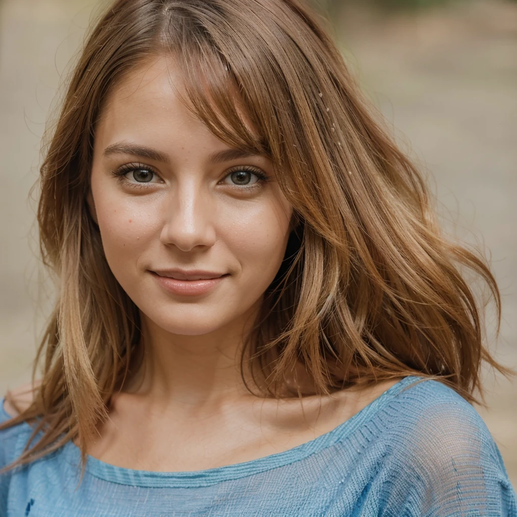 a woman walking in the park, turning back, half-body portrait, holding left hand out towards the camera, smiling happily, intricate details, realistic, photorealistic, 8k, high quality, masterpiece, vibrant colors, natural lighting, serene atmosphere