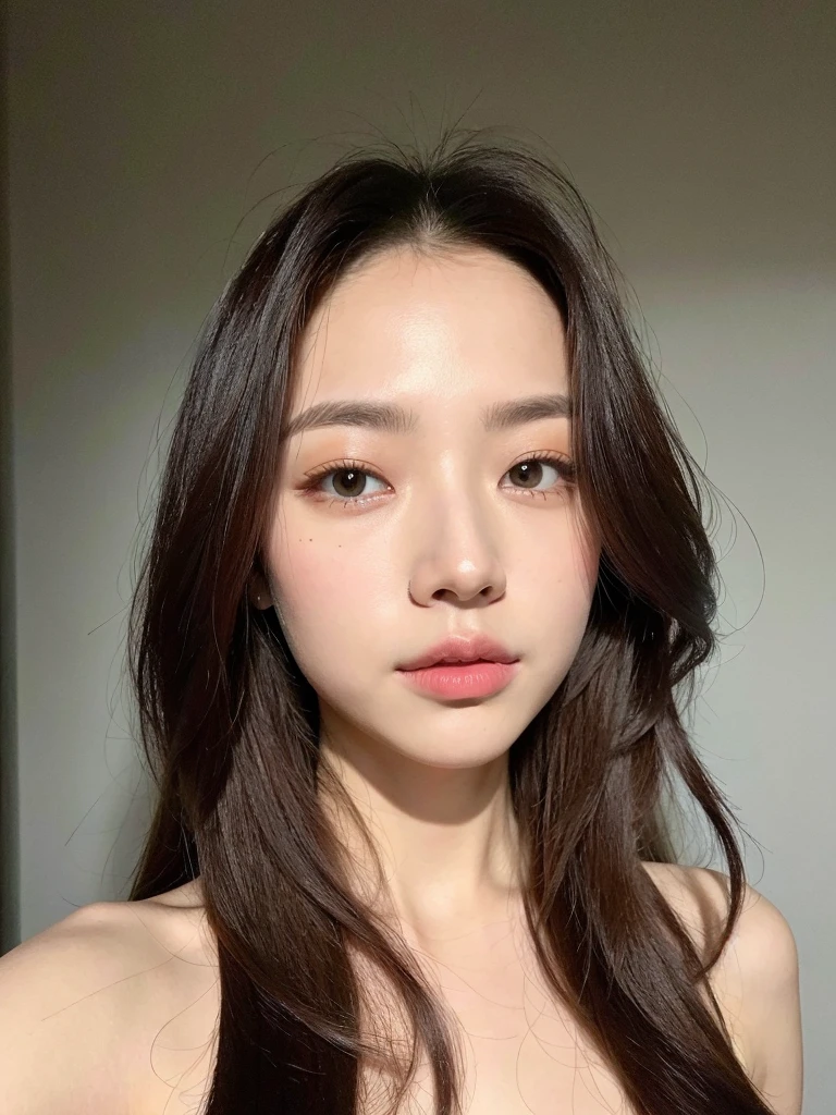 (Highest quality、8K、32k、masterpiece、uhd)(Silky Hair、one person&#39;s２５Pretty woman of age、Natural brown hair、Medium Hair、Glossy hair、Loose and fluffy hair) Portraiture、In natural fashion、Concrete Background、Concrete wall