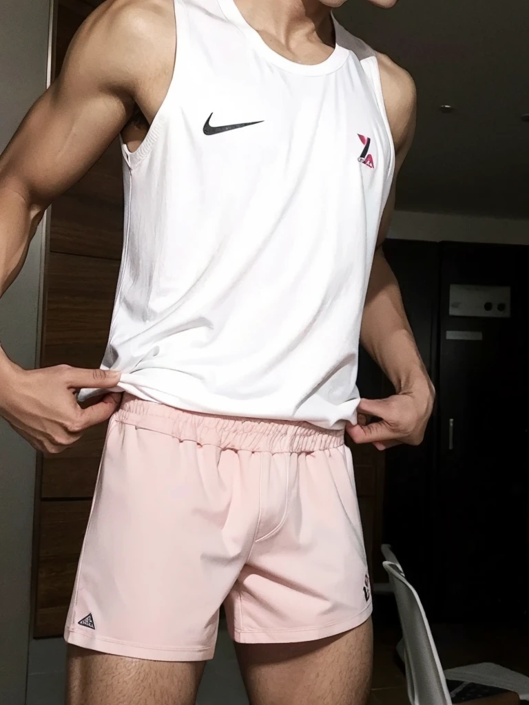 A man wearing pink squares