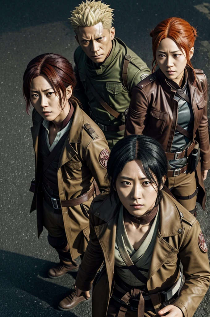 Hange Zoe Attack on Titan june with Gojo Satoru and Megumi Fushiguro from the anime Jujutsu Kaisen.