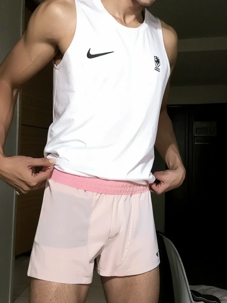 A man wearing pink squares