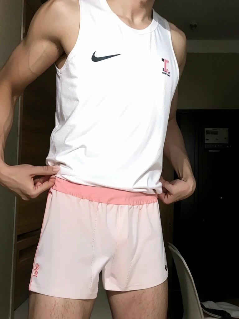 A man wearing pink squares