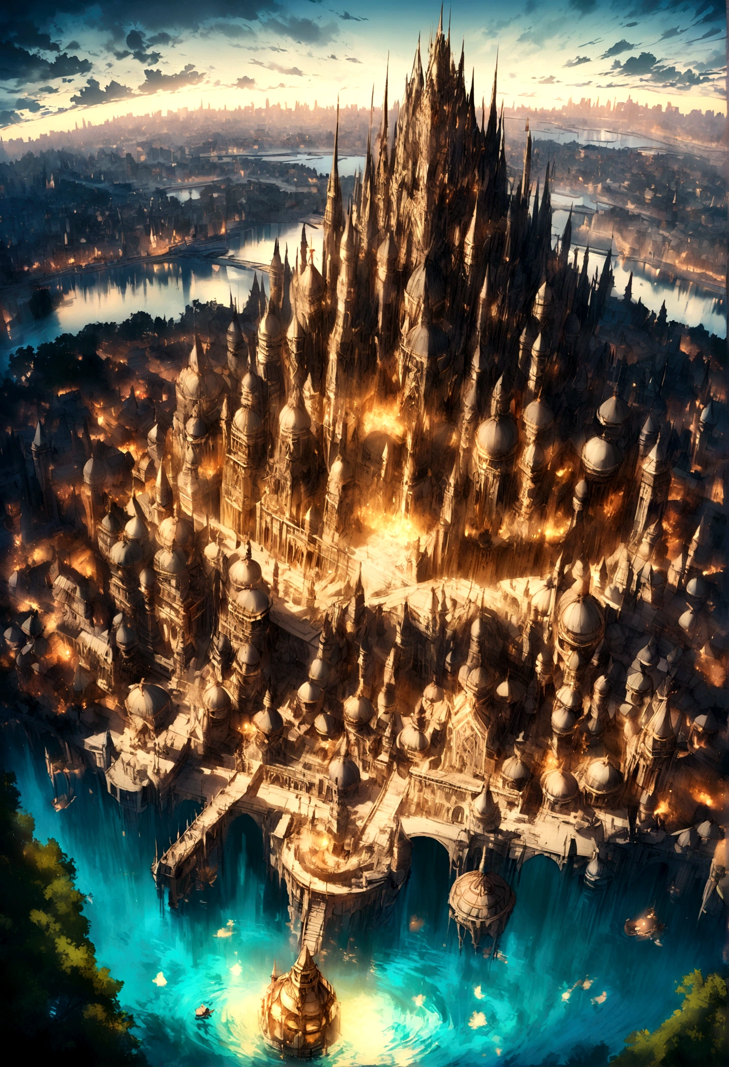 big holy city of templar on a lake