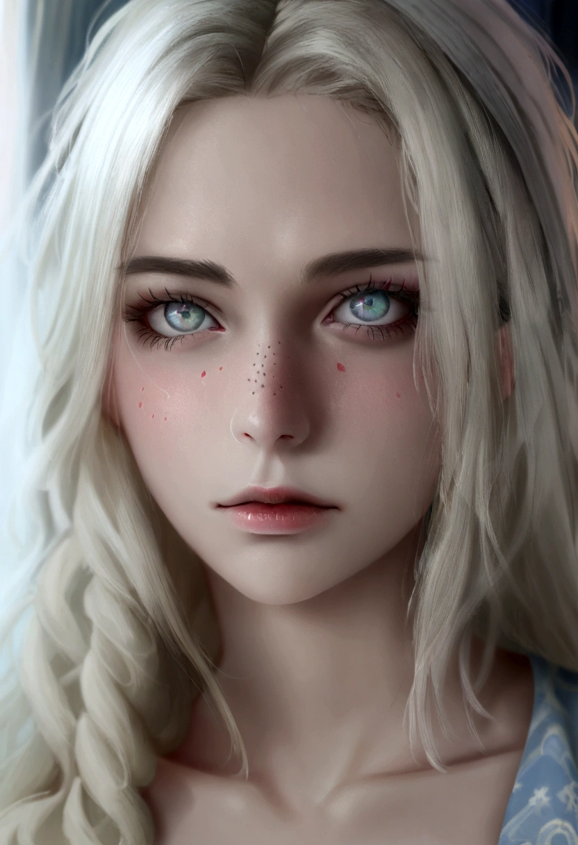 4k ultra réaliste, Beau Platinum blonde girl,fille suédoise, 18 ans, De jolis yeux gris, Beau, doux visage, visage pâle,