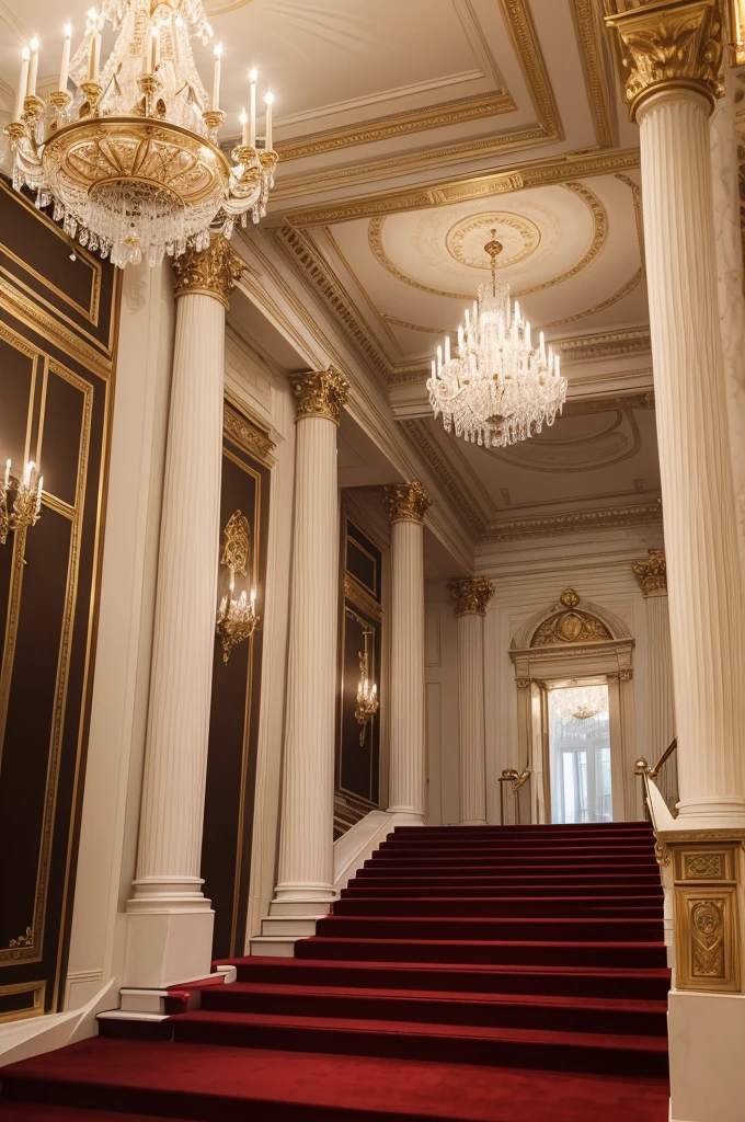 The main building, in neoclassical style and elegant appearance, stretched over four floors and an entire city block. Soft spotlights illuminated its grand white exterior, and an opulent crimson rug covered the stairs leading to the double-height entrance..