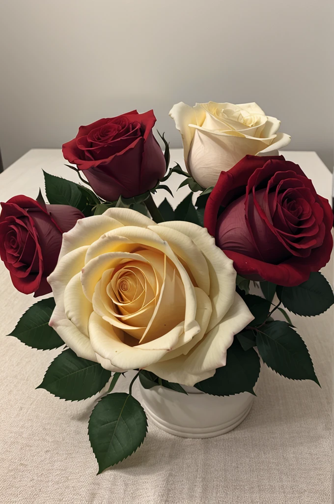 One Red Rose between group of white roses