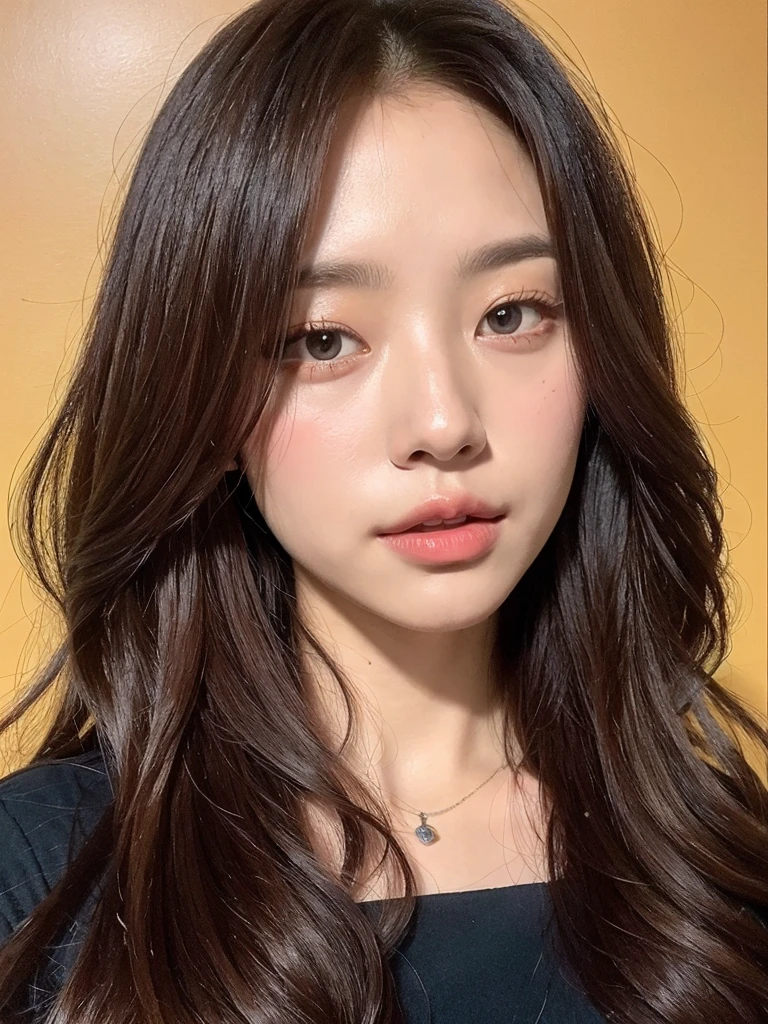 (Highest quality、8K、32k、masterpiece、uhd)(Silky Hair、one person's25Pretty woman of age、Natural brown hair、Medium Hair、Glossy hair、Loose and fluffy hair) Portraiture、In natural fashion、Concrete Background、Concrete wall