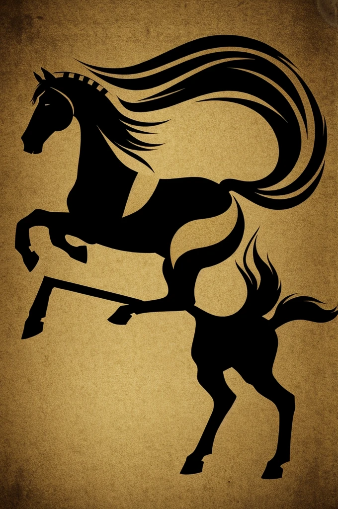 Make a logo for a soccer uniform, let it be a standing horse, let it be black with gold around it