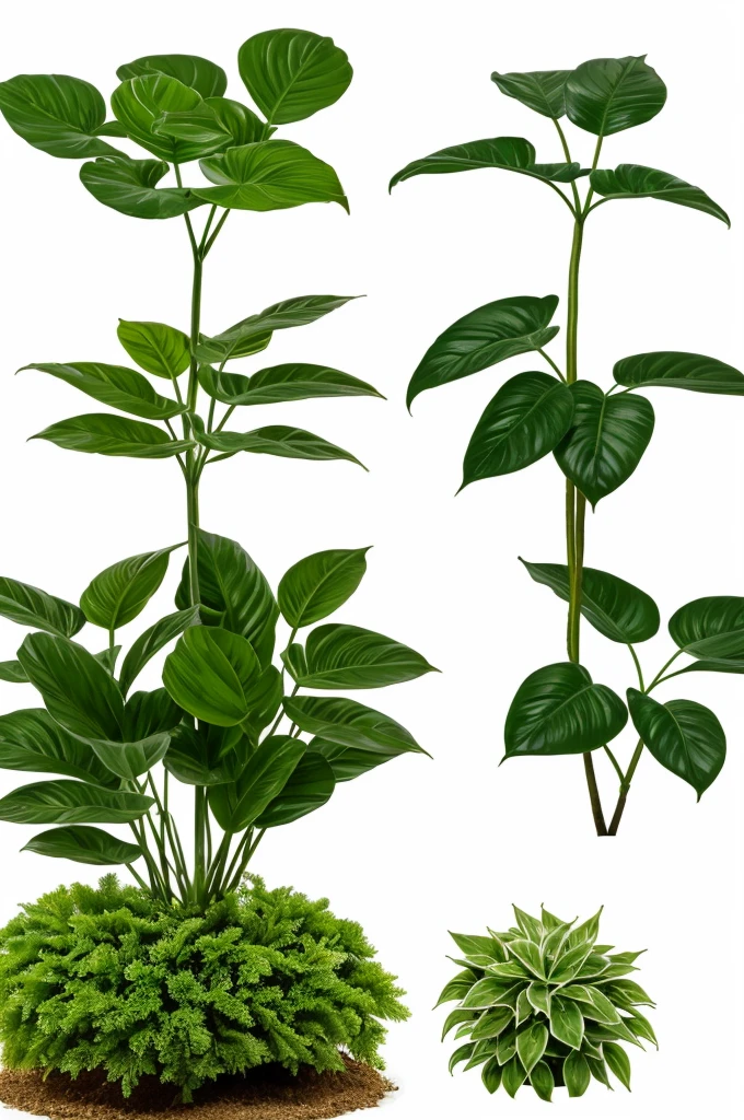 Create me an image where you put an example of a photosynthetic animal and a photosynthetic plant and their similarities