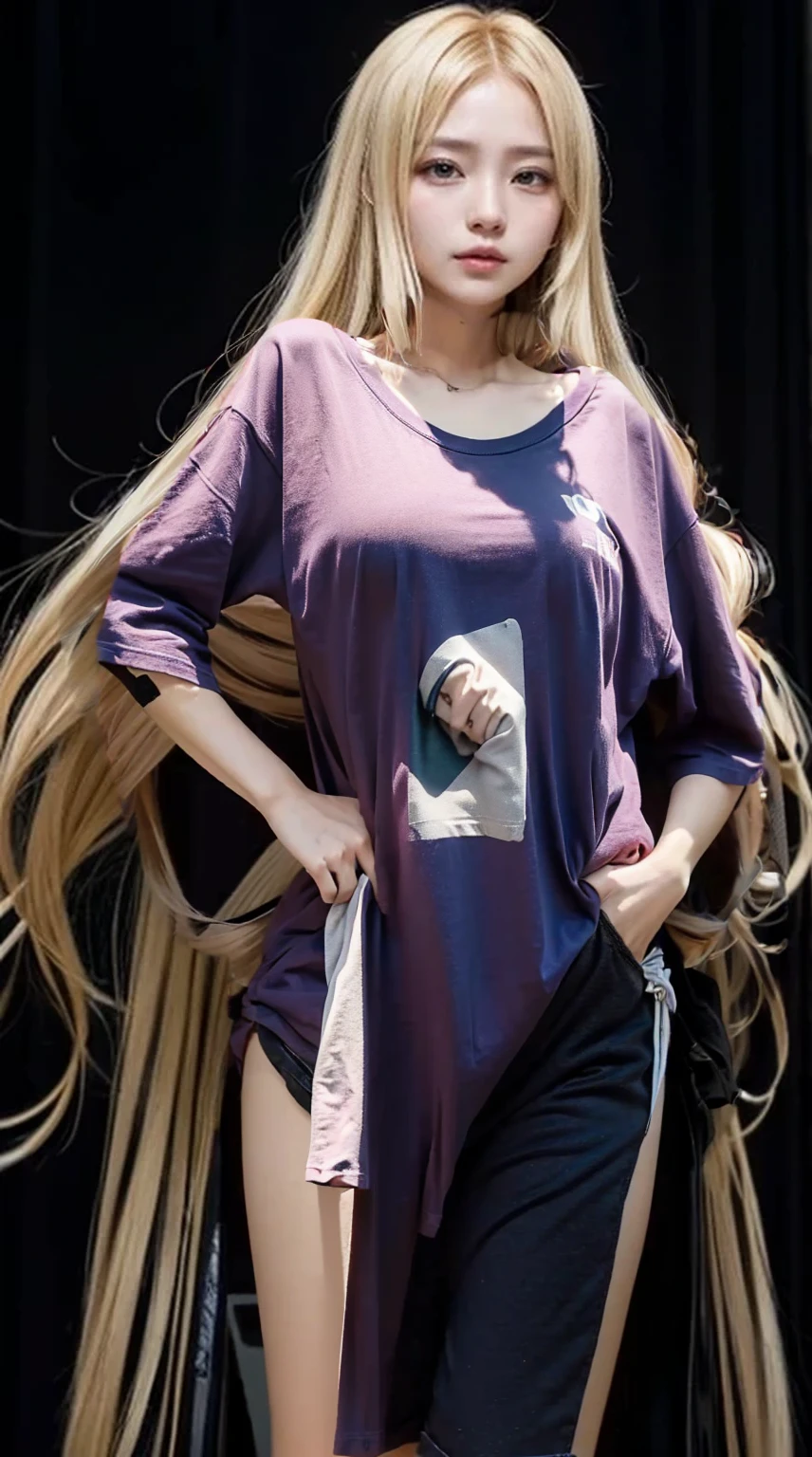 (SFW:1.5), 1 Female, Age 40, A baggy T-shirt、The T-shirt goes up to the thighs、(( face)), In the heat, blush, Short Hair, , (Perfect ), Mastepiece, Ultra High Quality, It is high resolution., 8k, It's photorealistic, background: The finest suite in a luxury resort hotel