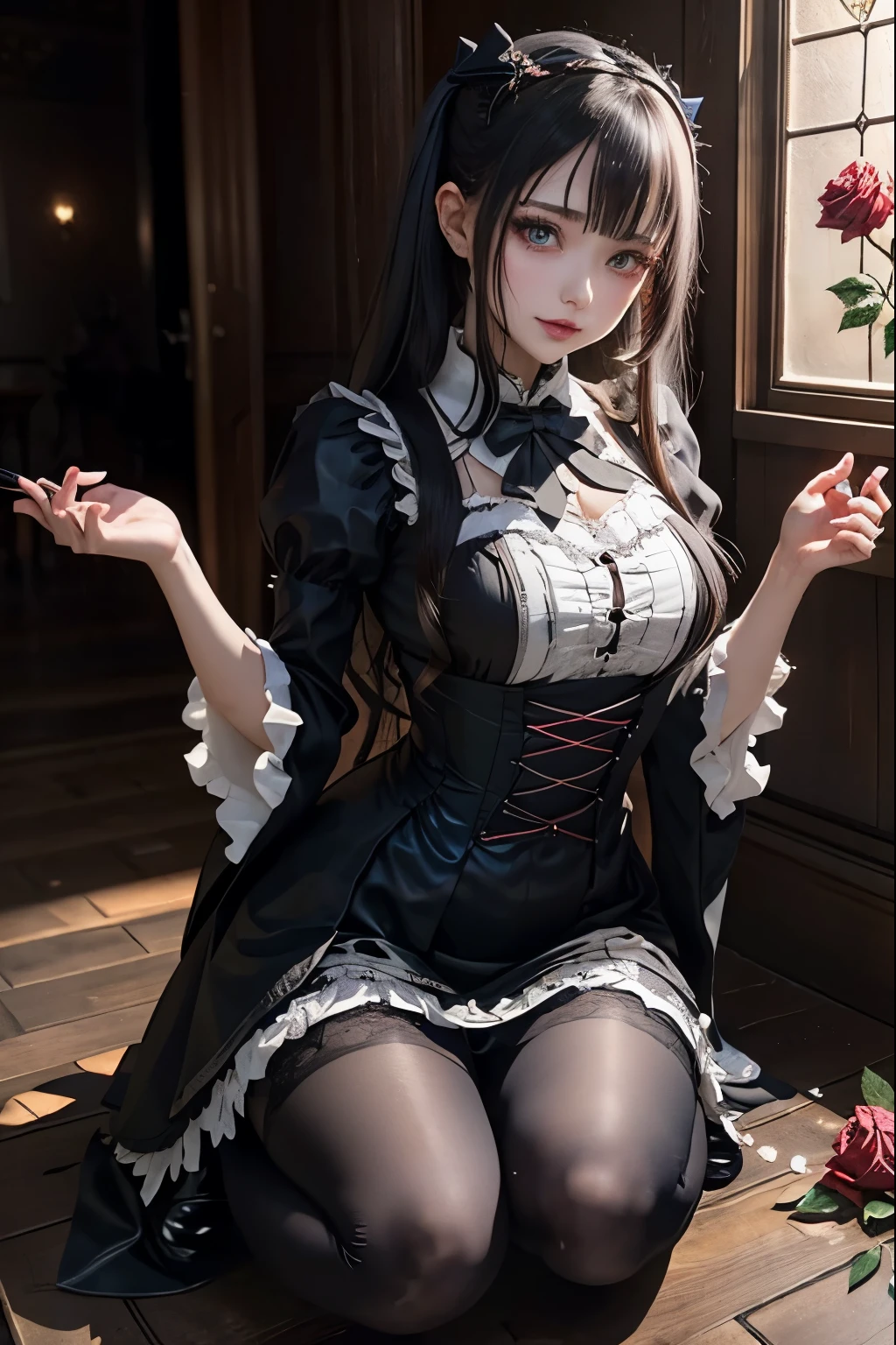Hard Dark Gothic Makeup、Black dark eyeshadow、sad、Good skin radiance、Dark Gothicメイク、Dark smile、palace、The beauty of fragrance、24-years-old、Expression of intense sexual pleasure、Embarrassed look、Dark Gothic、Highest quality、Expression of sexual pleasure amid suffering、Drunk face、紫のMaid clotheysterious、Noble、The face of someone holding it in the toilet、sexy、Loving smile、Twin tail hair、Right blue eye, Left eye is red、Super tempting pose、Platform Heel Shoes、Heavy makeup、Gothic Lolita clothes、Silver Hair、Long Hair Straight Hair、Cute Gothic Lolita Dress、Beautiful Face、elegant features、Attractive face、Stained glass is the background、Chest glistening with sweat、The room is dark、goth long dress、Bell Sleeves、Wizard Sleeve、Decadent look、Sexually excited expression、Glossy thighs wet with water、Thighs that are wet and shiny with oil、Background of a room full of roses、sad expression、Rose Maiden、The embroidery is pink、The dress has pink embroidery.、Thigh-high socks、Knee-high socks、Gentle expression、Dark black eyeshadow、Stained glass and rose background、thighs are a little thin、Female Duo、Female couple、dark church background、Stained glass、Black metal world、Dark Castle、Dark Room、Slender body、gothic long dress、Victorian dress、Her thighs are shining with sweat、My body is wet and shiny、Lots of glitter on the thighs、sweating、My thighs are sticky from sweating、Sweat glistening on my thighs, The whole body is sweaty and shiny、I sweated a lot.、My thighs are sweaty、My thighs are wet、My thighs are shining with sweat、A lot of sweat glistening all over the body、Small breasts、Hold the wine in your right hand、Hold the lantern in your left hand、pantyhose、Sit on the bed、The bed is covered with roses、Lying in bed、