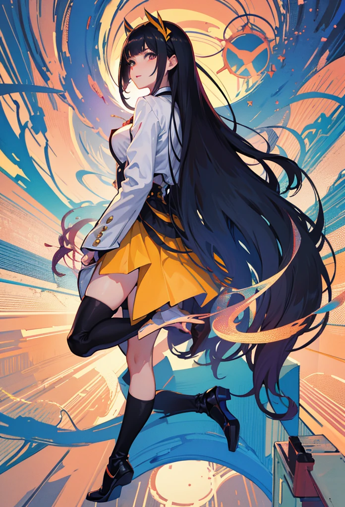 Close-up of woman in skirt and suit, anime full Body illustration, Maya Fei in Ace Attorney, Flat anime style, full Body with costume, anime vtuber full Body model, anime woman fullBody art, full Body!!, Women, female anime character, full Body!, full_Body!!, full Body illustration, full Body details
