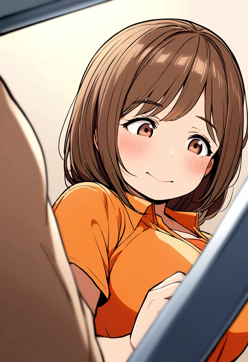 Selfies de espalda, A beautiful detailed portrait of Ochako Uraraka from My Hero Academia, with large breasts, tetas enormes, pechos gigantes,