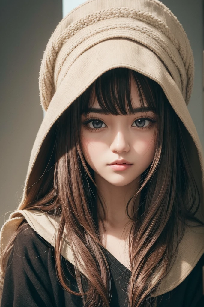Wear a furry hat and coat,Arad woman with hands on her face, ulzzangs, Ruan cute vtuber, girl cute-fine face, largeeyes, Wan cute face, with cute - fine - face, Cute natural anime face, with cute doting eyes, adorable big eyes, big round cute eyes, jisoo from blackpink