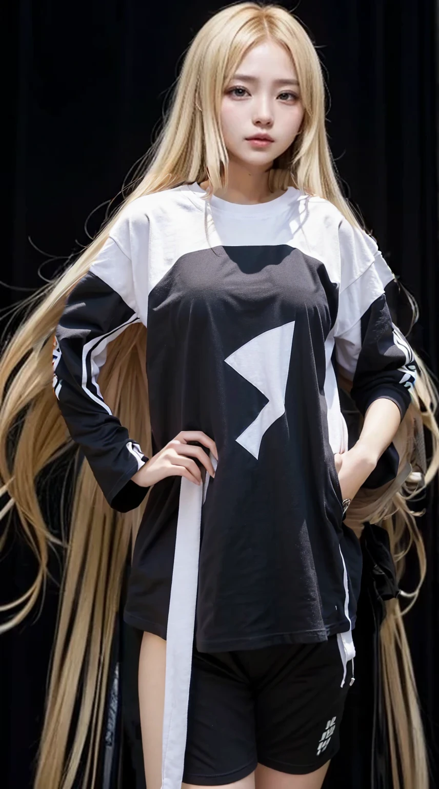 (SFW:1.5), 1 Female, Age 20, Baggy T-shirt(White)、The T-shirt goes up to the thighs、(( face)), In the heat, (Perfect Anatomy), Mastepiece, Ultra High Quality, It is high resolution., 8k, It's photorealistic, background: The finest suite in a luxury resort hotel