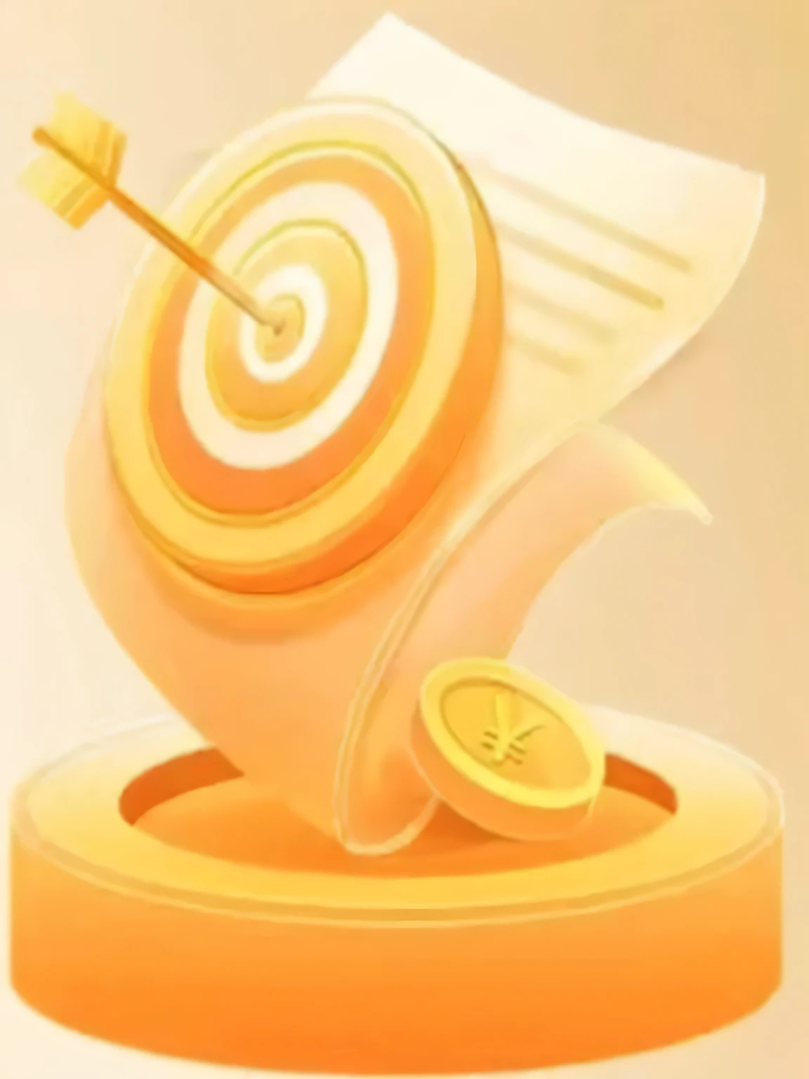 There is a yellow and white object，There is an arrow on it, 3d icons for mobile games, Drawn image, author：Yang J, Award-winning images, author：Han Gan, Artistic depiction, Avatar pictures, Kaneko, coin, Telegram Stickers, 🚀🚀🚀, Cong, Art for Beginners, Kaneko medal, author：Yan Hui, author：Yang Borun, Weibo, aim, gong