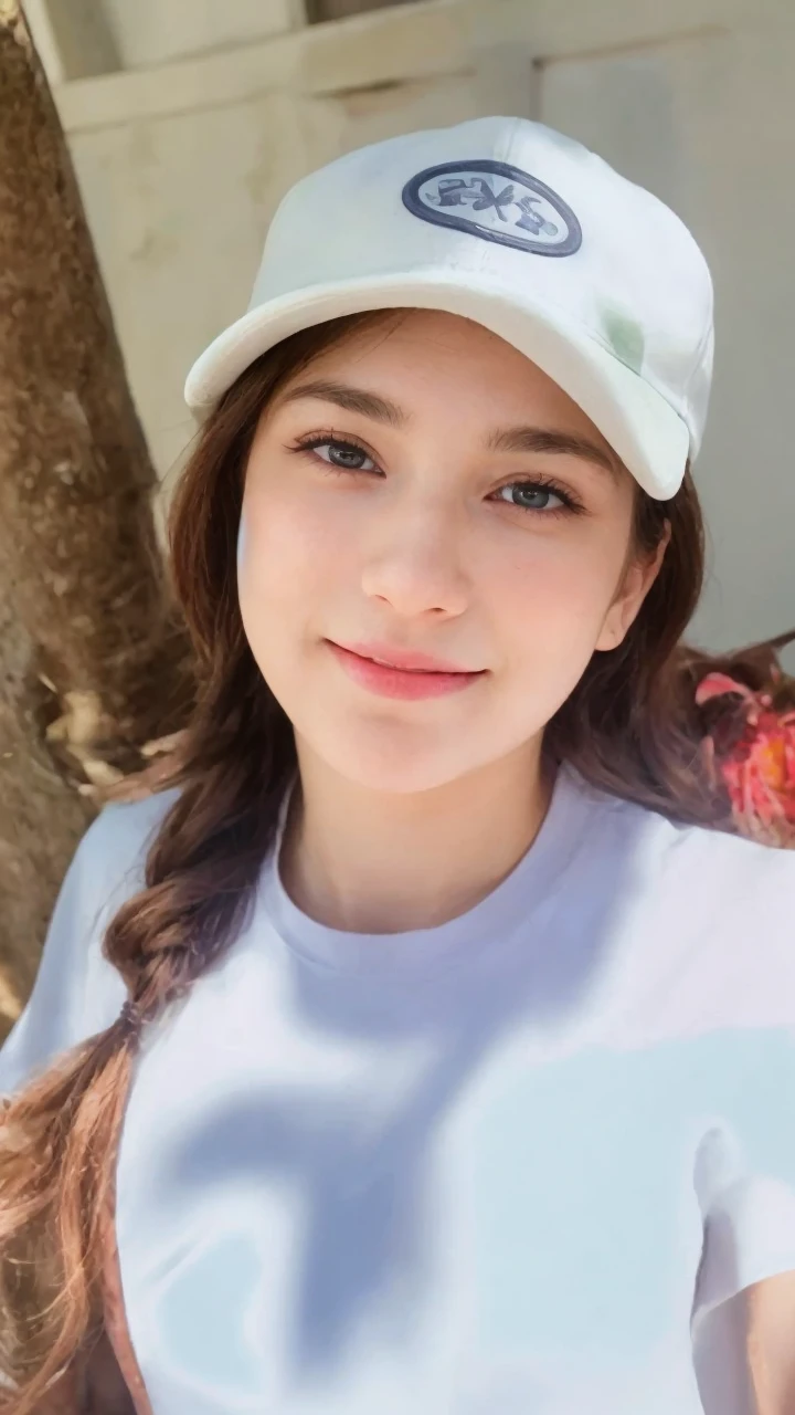 ((best quality)), ((masterpiece)), (detailed),(purple eyes), ((field of flowers)), perfect face, happy young woman, beautiful young woman, young woman tucking her hair behind her ear, laughing, happy, smile, wholesome, daisy behind ear, hair tucked behind her ear, long plaited hair, long perfect hair, slight blush, ((green eyes)), ethereal eyes, big eyes, blonde hair, detailed eyes, perfect iris, perfect eyes, symmetrical eyes, symmetrical face, happy on a field of flowers