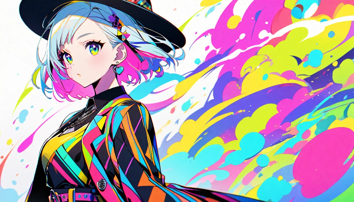 1girl, stylish, bright, colorful, 8k